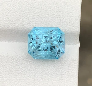 Topacio azul suizo de 10,33 quilates rosa brillante corte octágono 12 mm Brasil - piedras preciosas sueltas - Imagen 1 de 15