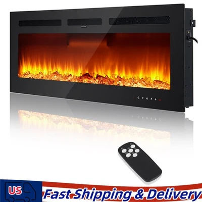 50" Electric Fireplace Recessed Insert or Wall Mounted Standing Electric Heater - Image 1 of 4
