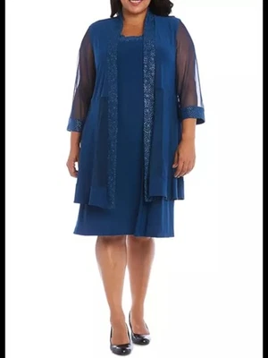 R&M RICHARDS Womens Teal Sleeveless Above The Knee Shift Dress Petites 4P - Image 1 of 3