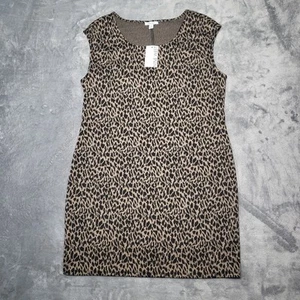 Nine West Dress Women's XL Black/Tan Animal Print Mini Dress Sleeveless NWT - Picture 1 of 12