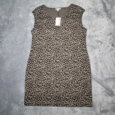 Nine West Dress Women's XL Black/Tan Animal Print Mini Dress Sleeveless NWT - Image 1 of 4