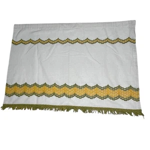 Cortina de café Sears vintage años 70 verde mostaza flecos algodón 34x24 panel único - Imagen 1 de 5
