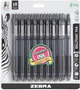 Boligrafo retrattile tinta negra 10mm flujo soave paquete 18 utili escolares - Foto 1 di 12