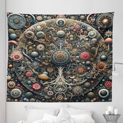 Ambesonne Hippie Tapestry King Size,Trippy Aura Abstract Jumble Design 104" X 88 - Image 1 of 3