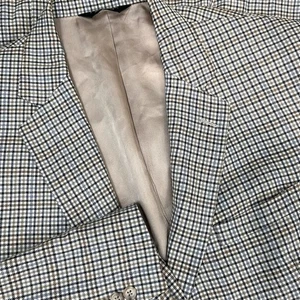 Jos A Bank Tailored Fit Silk Wool Light Brown Check Blazer Sport Jacket Mens 43R - Picture 1 of 12