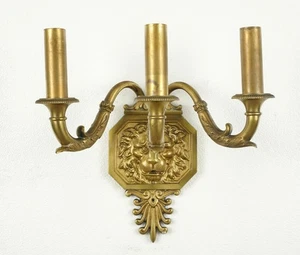 Applique da parete testa di leone 3 bracci Regency anni 20 - Foto 1 di 11