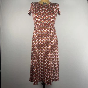 DotDotSmile Girls Dress Size 7 Burgundy Multicolor Geometric Print Short Sleeve - Picture 1 of 8