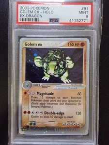 PSA 9 Golem Ex Holo 91/106 - 2003 Ex Dragon Rare Pokemon Card - Picture 1 of 2