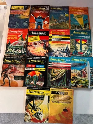 Vintage Amazing Stories LOT 1960s Sci-Fi Science Pulp Fiction Greg Bear HERBERT - Image 1 of 4
