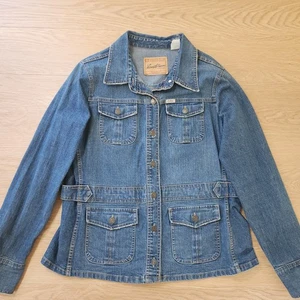 Giacca jeans firmata Levis Strauss XL vita lunga regolabile blu denim cappotto - Foto 1 di 12