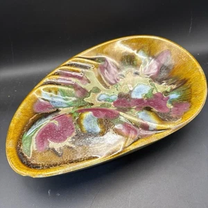 Vintage Mid Century California Pottery Drip Glaze Ashtray 9” Retro Atomic - Picture 1 of 11