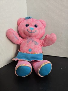 Doodle Bear Stuffed Animal Plush Pink & Blue  - Picture 1 of 8