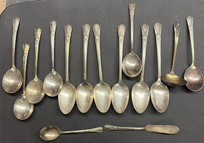 Wm Rogers MGF CO. Juego de servir lote de 15 placas de plata deslustradas vintage originales  Foto 1 de 4