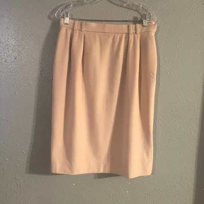 Vtg Jaeger Womens Wool Cashmere Blend Mini Skirt Beige Sz 14 Old Money Workwear - Image 1 of 4