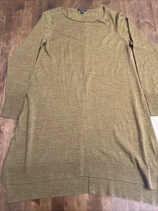 Suéter túnica Eileen Fisher XS 100 % lana merino verde oliva capas clásicas de oficina - Imagen 1 de 6