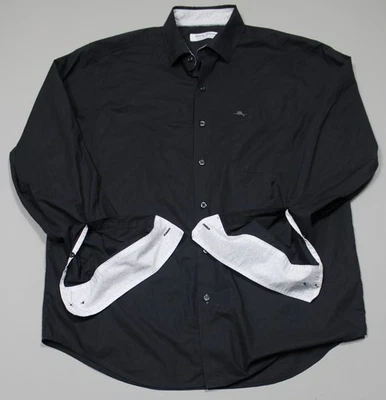 Tommy Bahama Shirt Mens Medium Black Button Up Long Sleeve Pima Cotton Pocket - Image 1 of 4