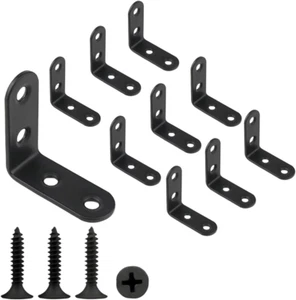 10 L Brackets 2" Black Stainless Steel Corner Braces with 40 Screws for Shelves - Picture 1 of 11
