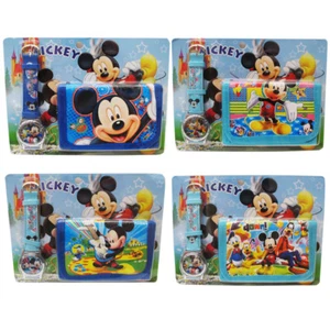 MICKEY MOUSE - KID CHILDREN BOY ACCESSORIES WATCH & WALLET BAG SET PRESCHOOL TOY - Picture 1 of 5