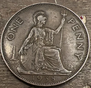 1938 British One Penny Copper -- Nice Shape Free Shipping Lot — V6.324 - Picture 1 of 6