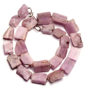 Natural Gem Afghanistan Kunzite Rough Unpolished Nugget Beads Necklace 17" - Picture 1 of 4