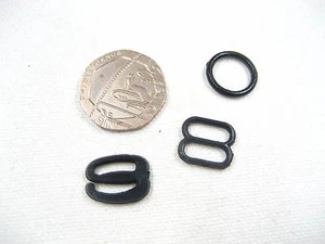 10sets black 10mm Bra Strap adjustment slider O ring hook bra lingerie Supplies - Picture 1 of 3