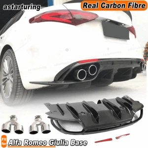 For Alfa Romeo Giulia Base 952 2017-20 REAL Carbon Rear Bumper Diffuser Spoiler - Bild 1 von 14