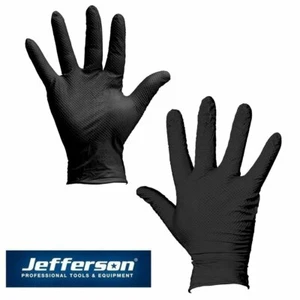 Jefferson Gecko Grip Black Disposable Nitrile Gloves Box of 50 - Picture 1 of 1