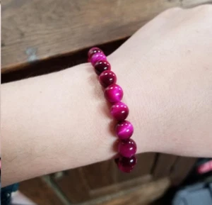Ruby Tiger's Eye Beads Stretch Bracelet Handmade Healing Bracelet Gift for Women - Picture 1 of 6