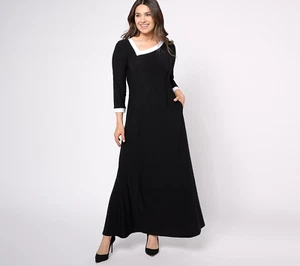 NEW Women with Control Large Como Jersey Asymmetric Neck Maxi Dress  QVC 8954 - Picture 1 of 6