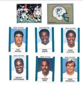 1988 Panini Miami Dolphins Sticker Set DAN MARINO MARK CLAYTON DUPER REGGIE ROBY