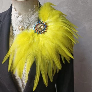 Unisex Rhinestone Feather Epaulet Brooch Shoulder Board Carnival Stage Party DIY - Picture 1 of 12