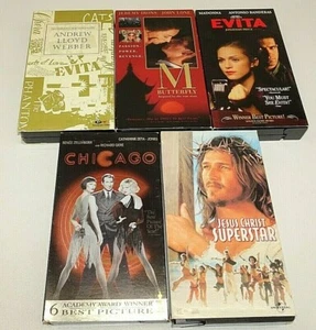 Lot 5 Musical VHS Movie Videos Cats M Butterfly Evita Chicago Jesus Christ Super - Picture 1 of 6