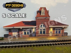 S Scale Train Station # 2 Trackside Building Flat w/LED Background - Lionel - Picture 1 of 9