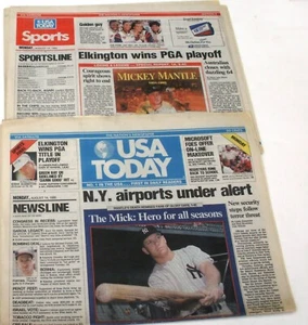 1995 USA Today New York Yankees Mickey Mantle muore - Foto 1 di 1