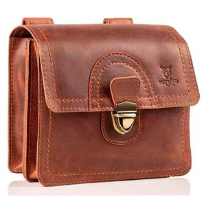 MATADOR Leder Hüfttasche MALAGA Gürteltasche Klein Bauchtasche Vintage Braun - Bild 1 von 6