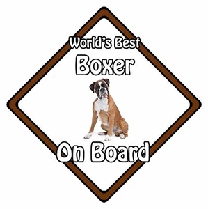 Dog On Board Car Sign - World's Best Boxer On Board - Picture 1 of 5