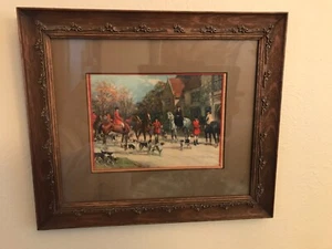Antique Framed/Matted "Awaiting The Call” Heywood Hardy Fox Hunt Litho - Picture 1 of 7