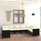 9 Pcs Modular Patio Sofa With Cushions Black Pe Rattan Garden Outdoor Lounge Set