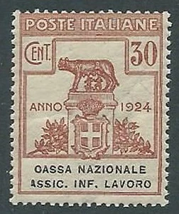 1924 REGNO PARASTATALI CASSA NAZ LAVORO 30 CENT VARIETà A ROTTA MNH ** - M46 - Picture 1 of 1