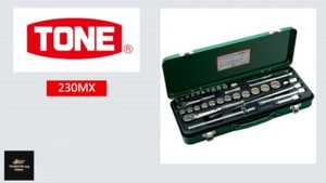 TONE OEM 230MX 1/4" 3/8" 6,12pt Mix Socket Wrench Set 33 Tools JAPAN - Picture 1 of 4