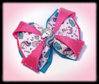 UNICORN HAIRBOW, Handmade Girls Hair Bows, Hair Bow Alligator Clip - Image 1 of 2