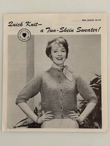 Vintage Quick Knit Knitting Pattern for Women Two-Skein Sweater Coats & Clark’s - Picture 1 of 3