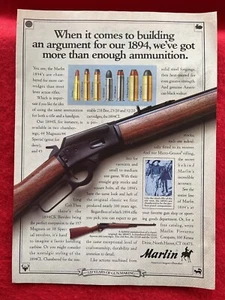 Vintage 1990 Marlin Model 1894 Rifle Print Ad Chambered For More Cartridges - Bild 1 von 7