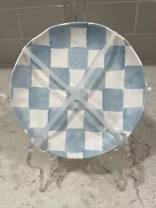 Set 4 MATTE BLUE CHECKERED 6.5” Appetizer Dessert Snack Plate Plates Melamine - Picture 1 of 5