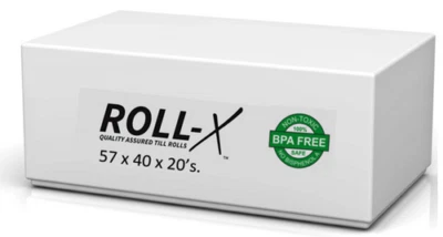 20-500 - 57x40mm Roll-X {Branded} Thermal Till Rolls Chip & Pin BPA FREE