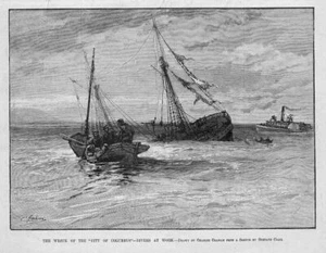SHIP WRECK OF THE CITY OF COLUMBUS, DIVERS AT WORK, RECOVERY, LIFE-BOAT, DIVERS - Picture 1 of 1
