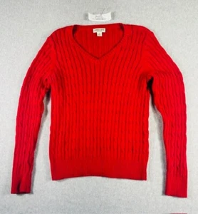Vtg St. Johns Bay Womens Cable Knit Angora Sweater Sparkle Red Cotton Blend Med - Picture 1 of 5