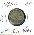 1921 S Buffalo Nickel Extra Fine Very Rare 