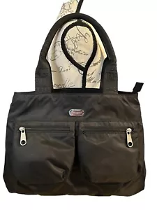 NANNINI Woman’s Liberty Black Nylon Double Pocket Front Shoulder Bag Travel New - Picture 1 of 24