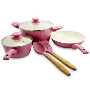 Gibson Home Plaza Cafe 7 Piece Aluminum Nonstick Cookware Set in Lavender - Picture 1 of 7